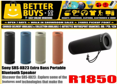 Sony SRS-XB23 Extra Bass Portable Bluetooth Speaker - R1850 similar to JBL FLIP 5 Discover the SRS