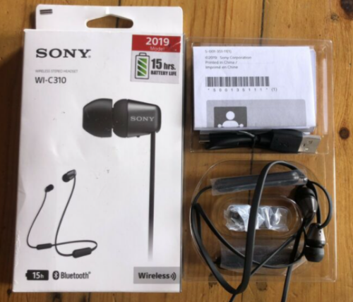 Earbuds - Like New Sony WI-C310 Wireless Bluetooth in Box - Excellent - Guarantee