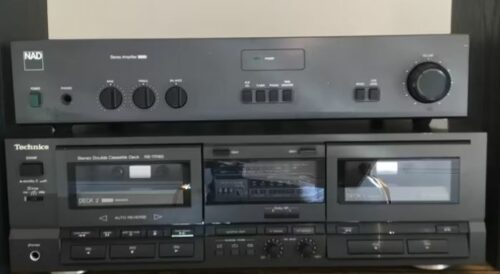 NAD stereo amplifier 3020i; Technics stereo double cassette deck RS-TR165; 2x AR Redbox1 speakers